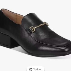 Sam Edelman Black Leather Chain-Trim Loafer Heels - Women's